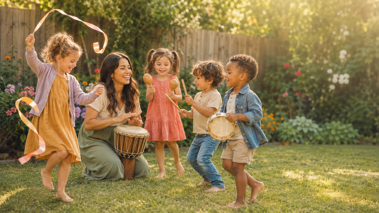children dancing outdoors